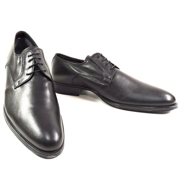 GOODMAN 🇮🇹 MEN'S BLACK SOFT  LEATHER COMFORT LAMB FUR LINING DERBYS - Picture 1 of 8